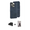 MARSİLYAN™- iPhone 15 Pro Max Kılıf Siluet Işık Serisi - Siyah Bilvis Hayalet Cam Ekran Koruyucu + Raze Metal Kamera Lens - TMGI