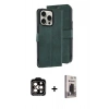 MARSİLYAN™- iPhone 15 Pro Max Kılıf Siluet Işık Serisi - Siyah Bilvis Hayalet Cam Ekran Koruyucu + PVD Metal Kamera Lens - TU