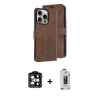 MARSİLYAN™- iPhone 15 Pro Max Kılıf Siluet Işık Serisi - Siyah Bilvis Hayalet Cam Ekran Koruyucu + Turuncu PVD Metal Kamera Lens