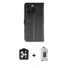 MARSİLYAN™- iPhone 15 Pro Max Kılıf Siluet Işık Serisi - Siyah Bilvis Hayalet Cam Ekran Koruyucu + Turuncu PVD Metal Kamera Lens