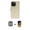 MARSİLYAN™- iPhone 15 Pro Max Kılıf Siluet Işık Serisi - Siyah Buffer Cam Ekran Koruyucu + PVD Metal Kamera Lens - LT