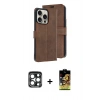 MARSİLYAN™- iPhone 15 Pro Max Kılıf Siluet Işık Serisi - Siyah Buffer Cam Ekran Koruyucu + PVD Metal Kamera Lens - LT