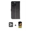 MARSİLYAN™- iPhone 15 Pro Max Kılıf Siluet Işık Serisi - Siyah Buffer Cam Ekran Koruyucu + PVD Metal Kamera Lens - GI