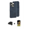 MARSİLYAN™- iPhone 15 Pro Max Kılıf Siluet Işık Serisi - Siyah Buffer Cam Ekran Koruyucu + Raze Metal Kamera Lens - TMGI