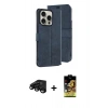 MARSİLYAN™- iPhone 15 Pro Max Kılıf Siluet Işık Serisi - Siyah Buffer Cam Ekran Koruyucu + Raze Metal Kamera Lens - SH