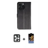 MARSİLYAN™- iPhone 15 Pro Max Kılıf Siluet Işık Serisi - Siyah Buffer Hayalet Cam Ekran Koruyucu + PVD Metal Kamera Lens - LT
