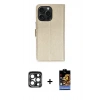 MARSİLYAN™- iPhone 15 Pro Max Kılıf Siluet Işık Serisi - Siyah Buffer Hayalet Cam Ekran Koruyucu + PVD Metal Kamera Lens - LT