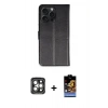 MARSİLYAN™- iPhone 15 Pro Max Kılıf Siluet Işık Serisi - Siyah Buffer Hayalet Cam Ekran Koruyucu + PVD Metal Kamera Lens - GI
