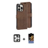 MARSİLYAN™- iPhone 15 Pro Max Kılıf Siluet Işık Serisi - Siyah Buffer Hayalet Cam Ekran Koruyucu + PVD Metal Kamera Lens - GS