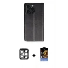 MARSİLYAN™- iPhone 15 Pro Max Kılıf Siluet Işık Serisi - Siyah Buffer Hayalet Cam Ekran Koruyucu + PVD Metal Kamera Lens - GS