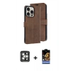 MARSİLYAN™- iPhone 15 Pro Max Kılıf Siluet Işık Serisi - Siyah Buffer Hayalet Cam Ekran Koruyucu + PVD Metal Kamera Lens - GI