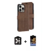 MARSİLYAN™- iPhone 15 Pro Max Kılıf Siluet Işık Serisi - Siyah Buffer Hayalet Cam Ekran Koruyucu + PVD Metal Kamera Lens - TU