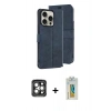 MARSİLYAN™- iPhone 15 Pro Max Kılıf Siluet Işık Serisi - Siyah Polymer Nano Ekran Koruyucu + PVD Metal Kamera Lens - GI