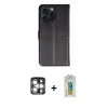 MARSİLYAN™- iPhone 15 Pro Max Kılıf Siluet Işık Serisi - Siyah Polymer Nano Ekran Koruyucu + PVD Metal Kamera Lens - GS