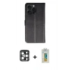 MARSİLYAN™- iPhone 15 Pro Max Kılıf Siluet Işık Serisi - Siyah Polymer Nano Ekran Koruyucu + PVD Metal Kamera Lens - LT