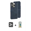 MARSİLYAN™- iPhone 15 Pro Max Kılıf Siluet Işık Serisi - Siyah Polymer Nano Ekran Koruyucu + Siyah PVD Metal Kamera Lens