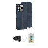 MARSİLYAN™- iPhone 15 Pro Max Kılıf Siluet Işık Serisi - Siyah Polymer Nano Ekran Koruyucu + Raze Metal Kamera Lens - TMGI
