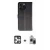 MARSİLYAN™- iPhone 15 Pro Max Kılıf Siluet Işık Serisi - Siyah Vanessa Magic Hayalet Cam + PVD Metal Kamera Lens - GS