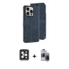 MARSİLYAN™- iPhone 15 Pro Max Kılıf Siluet Işık Serisi - Siyah Vanessa Magic Hayalet Cam + Siyah PVD Metal Kamera Lens