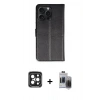 MARSİLYAN™- iPhone 15 Pro Max Kılıf Siluet Işık Serisi - Siyah Vanessa Magic Hayalet Cam + Siyah PVD Metal Kamera Lens