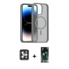 MARSİLYAN™- iPhone 15 Pro Max Kılıf Siluet Minimal Prime - Şeffaf 360 Full Body Arka Koruyucu + PVD Metal Kamera Lens - GI