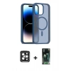 MARSİLYAN™- iPhone 15 Pro Max Kılıf Siluet Minimal Prime - Şeffaf 360 Full Body Arka Koruyucu + PVD Metal Kamera Lens - SH