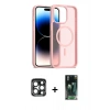 MARSİLYAN™- iPhone 15 Pro Max Kılıf Siluet Minimal Prime - Şeffaf 360 Full Body Arka Koruyucu + PVD Metal Kamera Lens - LT