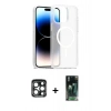 MARSİLYAN™- iPhone 15 Pro Max Kılıf Siluet Minimal Prime - Şeffaf 360 Full Body Arka Koruyucu + PVD Metal Kamera Lens - LT