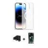MARSİLYAN™- iPhone 15 Pro Max Kılıf Siluet Minimal Prime - Şeffaf 360 Full Body Arka Koruyucu + Raze Metal Kamera Lens - SH