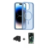 MARSİLYAN™- iPhone 15 Pro Max Kılıf Siluet Minimal Prime - Şeffaf 360 Full Body Arka Koruyucu + Titanyum Gri Raze Metal Kamera Lens