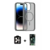MARSİLYAN™- iPhone 15 Pro Max Kılıf Siluet Minimal Prime - Şeffaf 360 Full Body Arka Koruyucu + PVD Metal Kamera Lens - TU