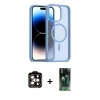 MARSİLYAN™- iPhone 15 Pro Max Kılıf Siluet Minimal Prime - Şeffaf 360 Full Body Arka Koruyucu + PVD Metal Kamera Lens - TU
