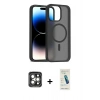 MARSİLYAN™- iPhone 15 Pro Max Kılıf Siluet Minimal Prime - Şeffaf Pasifik Cam Ekran Koruyucu + PVD Metal Kamera Lens - GI