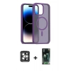 MARSİLYAN™- iPhone 15 Pro Max Kılıf Siluet Minimal Prime - Siyah 360 Mat Full Body Arka Koruyucu + PVD Metal Kamera Lens - GI