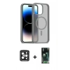 MARSİLYAN™- iPhone 15 Pro Max Kılıf Siluet Minimal Prime - Siyah 360 Mat Full Body Arka Koruyucu + PVD Metal Kamera Lens - SH