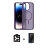 MARSİLYAN™- iPhone 15 Pro Max Kılıf Siluet Minimal Prime - Siyah 3D Antistatik Hayalet Cam Ekran Koruyucu + PVD Metal Kamera Lens - TU