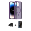 MARSİLYAN™- iPhone 15 Pro Max Kılıf Siluet Minimal Prime - Siyah 3D Antistatik Hayalet Cam Ekran Koruyucu + Raze Metal Kamera Lens - TMGI