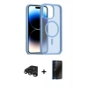 MARSİLYAN™- iPhone 15 Pro Max Kılıf Siluet Minimal Prime - Siyah 3D Antistatik Hayalet Cam Ekran Koruyucu + Raze Metal Kamera Lens - TMGI