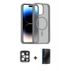 MARSİLYAN™- iPhone 15 Pro Max Kılıf Siluet Minimal Prime - Siyah 3D Antistatik Hayalet Cam Ekran Koruyucu + PVD Metal Kamera Lens - LT