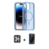 MARSİLYAN™- iPhone 15 Pro Max Kılıf Siluet Minimal Prime - Siyah 3D Antistatik Hayalet Cam Ekran Koruyucu + PVD Metal Kamera Lens - GI