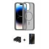 MARSİLYAN™- iPhone 15 Pro Max Kılıf Siluet Minimal Prime - Siyah 3D Antistatik Hayalet Cam Ekran Koruyucu + Raze Metal Kamera Lens - TMGI