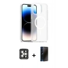 MARSİLYAN™- iPhone 15 Pro Max Kılıf Siluet Minimal Prime - Siyah 3D Antistatik Hayalet Cam Ekran Koruyucu + PVD Metal Kamera Lens - GI
