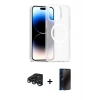 MARSİLYAN™- iPhone 15 Pro Max Kılıf Siluet Minimal Prime - Siyah 3D Antistatik Hayalet Cam Ekran Koruyucu + Raze Metal Kamera Lens - LT