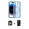 MARSİLYAN™- iPhone 15 Pro Max Kılıf Siluet Minimal Prime - Siyah 3D Antistatik Hayalet Cam Ekran Koruyucu + PVD Metal Kamera Lens - TU