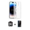 MARSİLYAN™- iPhone 15 Pro Max Kılıf Siluet Minimal Prime - Siyah 3D Antistatik Hayalet Cam Ekran Koruyucu + PVD Metal Kamera Lens - TU