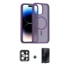 MARSİLYAN™- iPhone 15 Pro Max Kılıf Siluet Minimal Prime - Siyah 3D Antistatik Hayalet Cam Ekran Koruyucu + PVD Metal Kamera Lens - LT