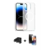 MARSİLYAN™- iPhone 15 Pro Max Kılıf Siluet Minimal Prime - Siyah 3D Antistatik Mat Seramik Nano Ekran Koruyucu + Raze Metal Kamera Lens - TMGI