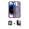 MARSİLYAN™- iPhone 15 Pro Max Kılıf Siluet Minimal Prime - Siyah 3D Antistatik Mat Seramik Nano Ekran Koruyucu + PVD Metal Kamera Lens - GI