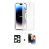 MARSİLYAN™- iPhone 15 Pro Max Kılıf Siluet Minimal Prime - Siyah 3D Antistatik Mat Seramik Nano Ekran Koruyucu + PVD Metal Kamera Lens - LT
