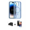 MARSİLYAN™- iPhone 15 Pro Max Kılıf Siluet Minimal Prime - Siyah 3D Antistatik Mat Seramik Nano Ekran Koruyucu + Raze Metal Kamera Lens - TMGI